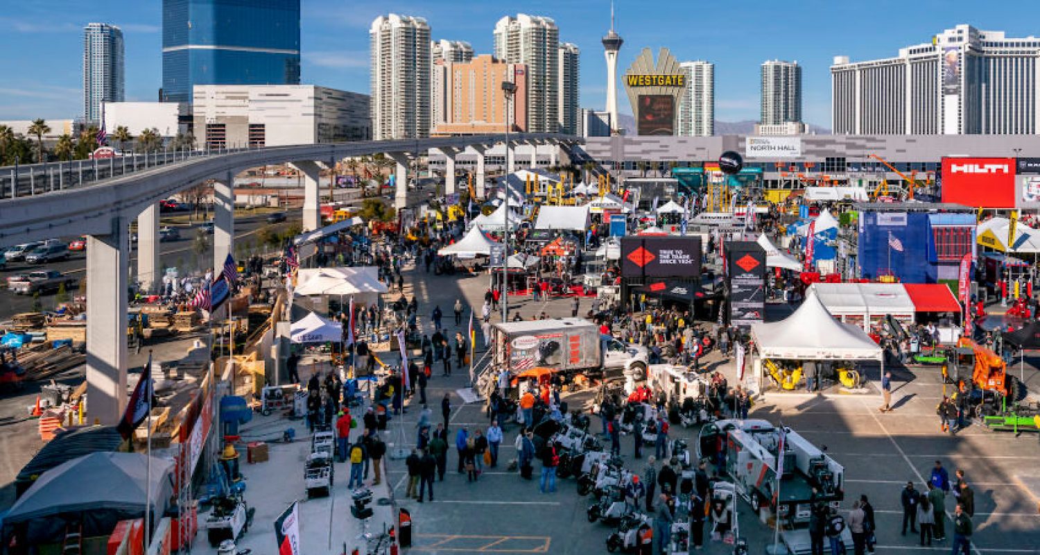 The World of Concrete trade show fills the Silver Parking Lot at the Las Vegas Convention Center  on Tuesday, Jan. 22, 2019. (Mark Damon/Las Vegas News Bureau)